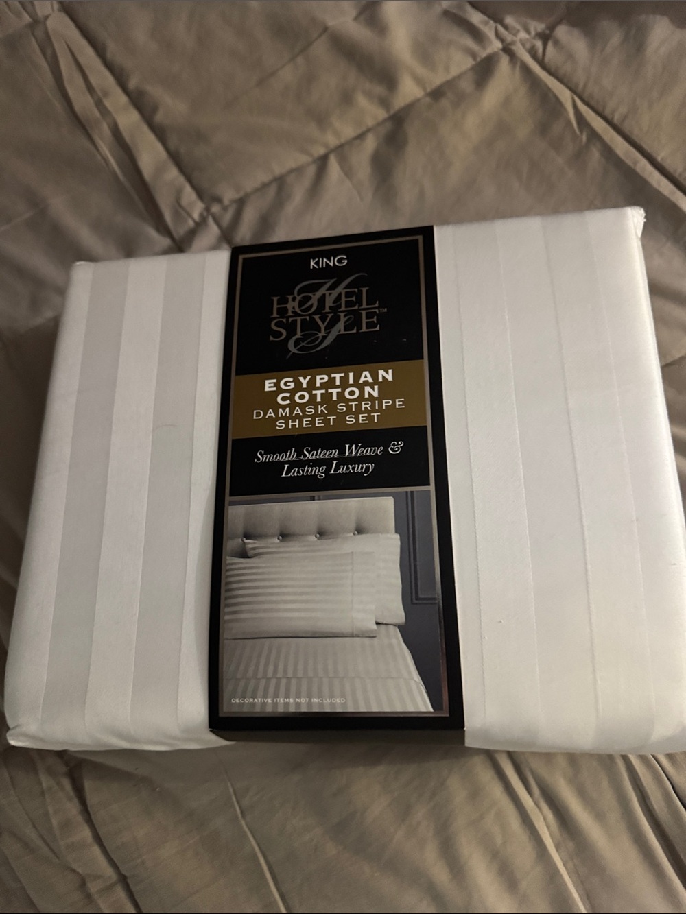 Egyptian Cotton Damask Stripe Sheet Set - White